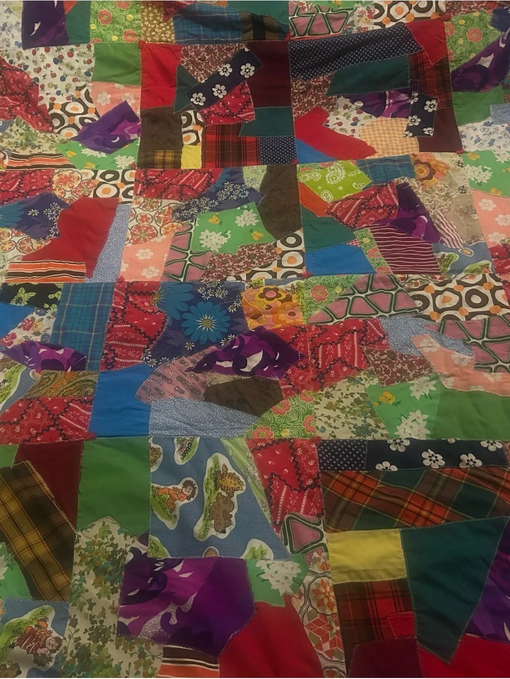 Vintage Patchwork Quilted Bedspread - Multicolor